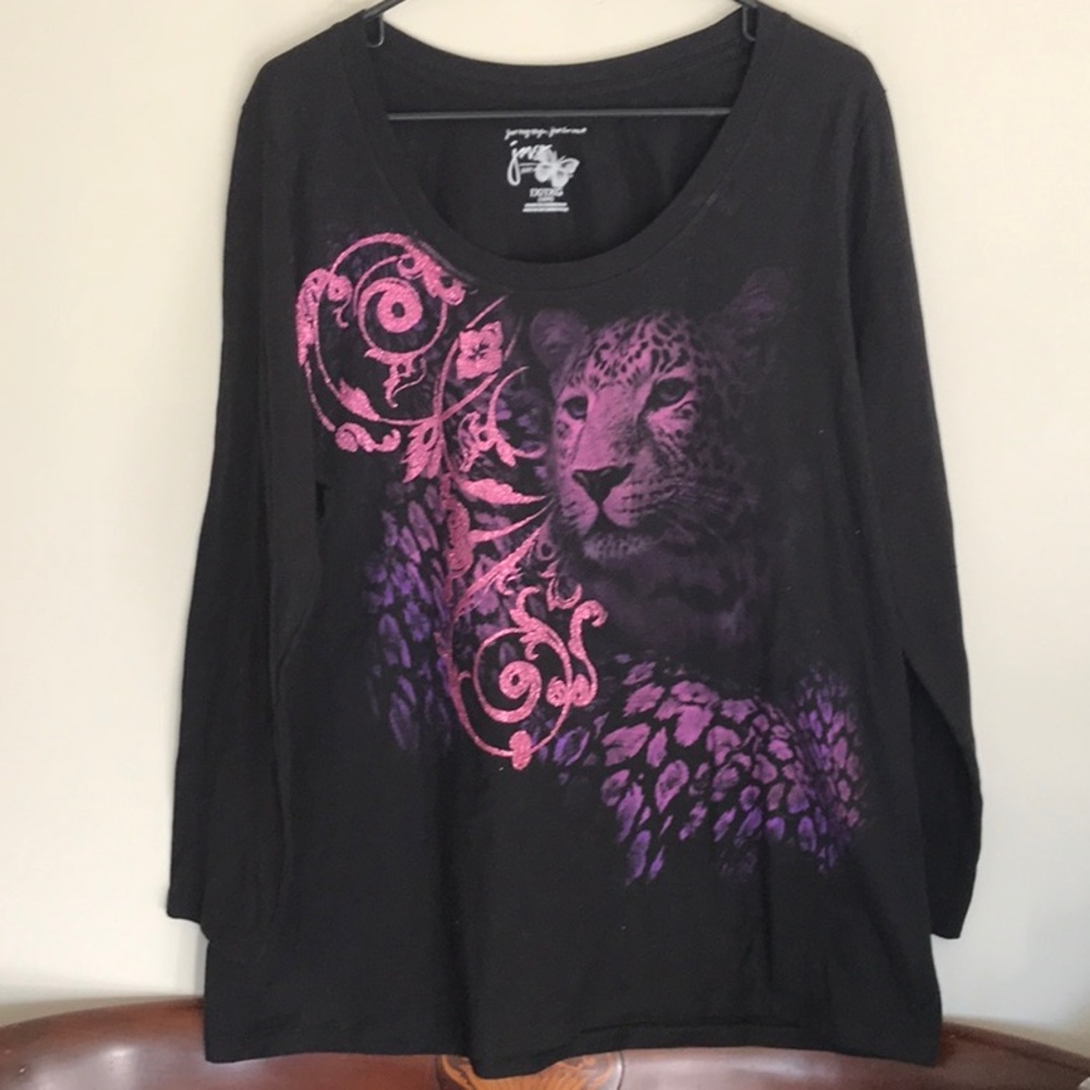 Metallic pink on black, and the face of a tiger!